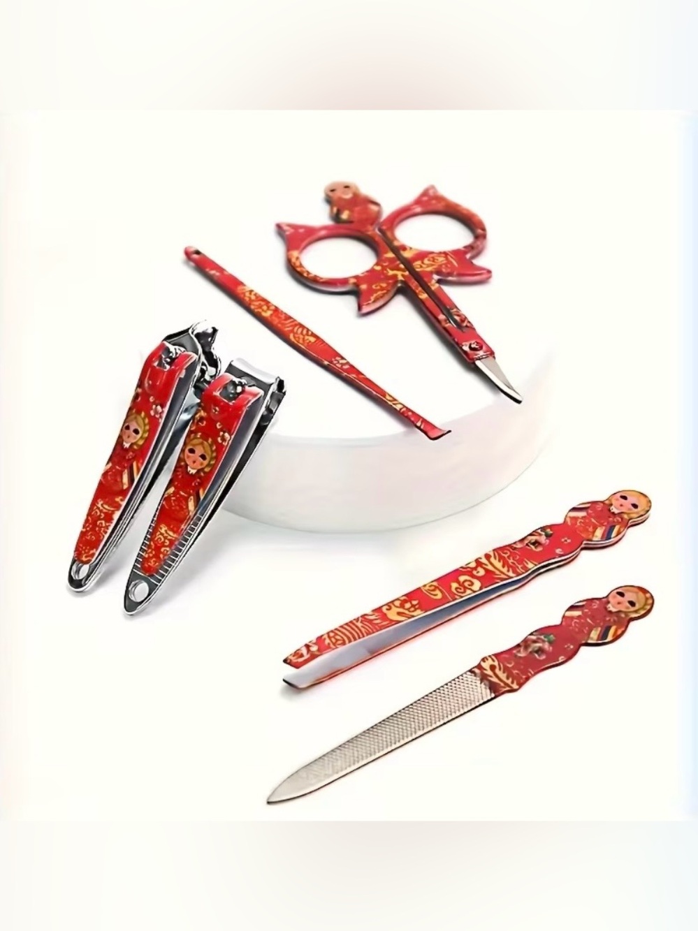 Russian Doll Manicure Set Matryoshka Nail Kit Travel Case Red Blue Pink Purple🪆 - Picture 8 of 8